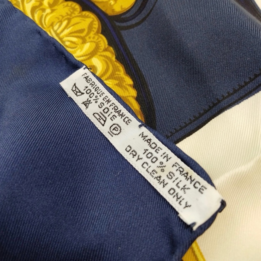 (1) Hermès—“Brides de Gala” Navy Silk Scarf, Vintage - Picture 4 of 7